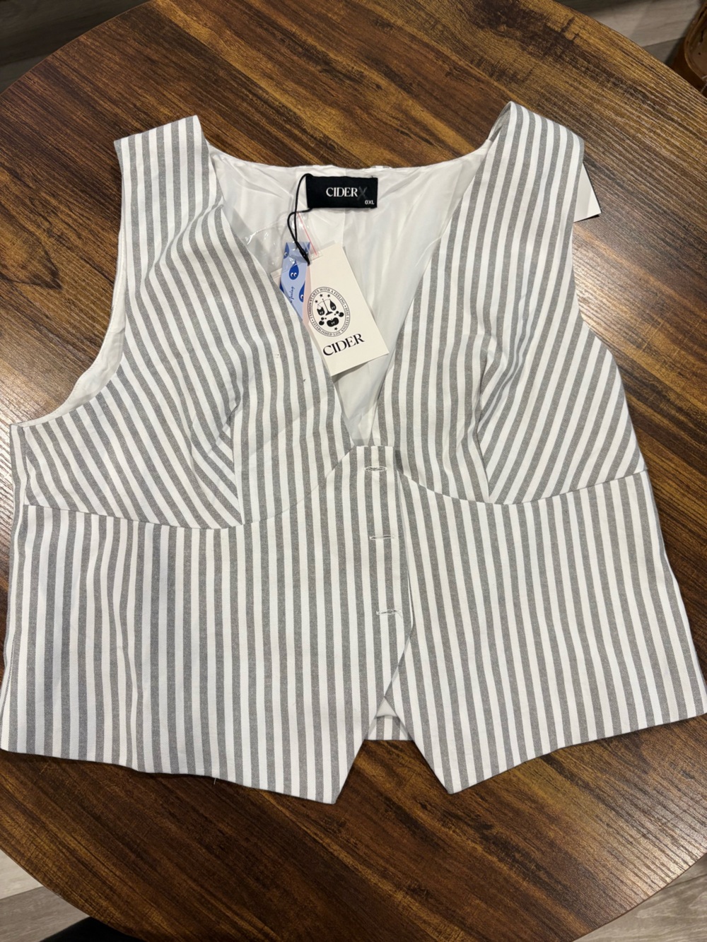 Cider Gray & White Striped Sleeveless Vest